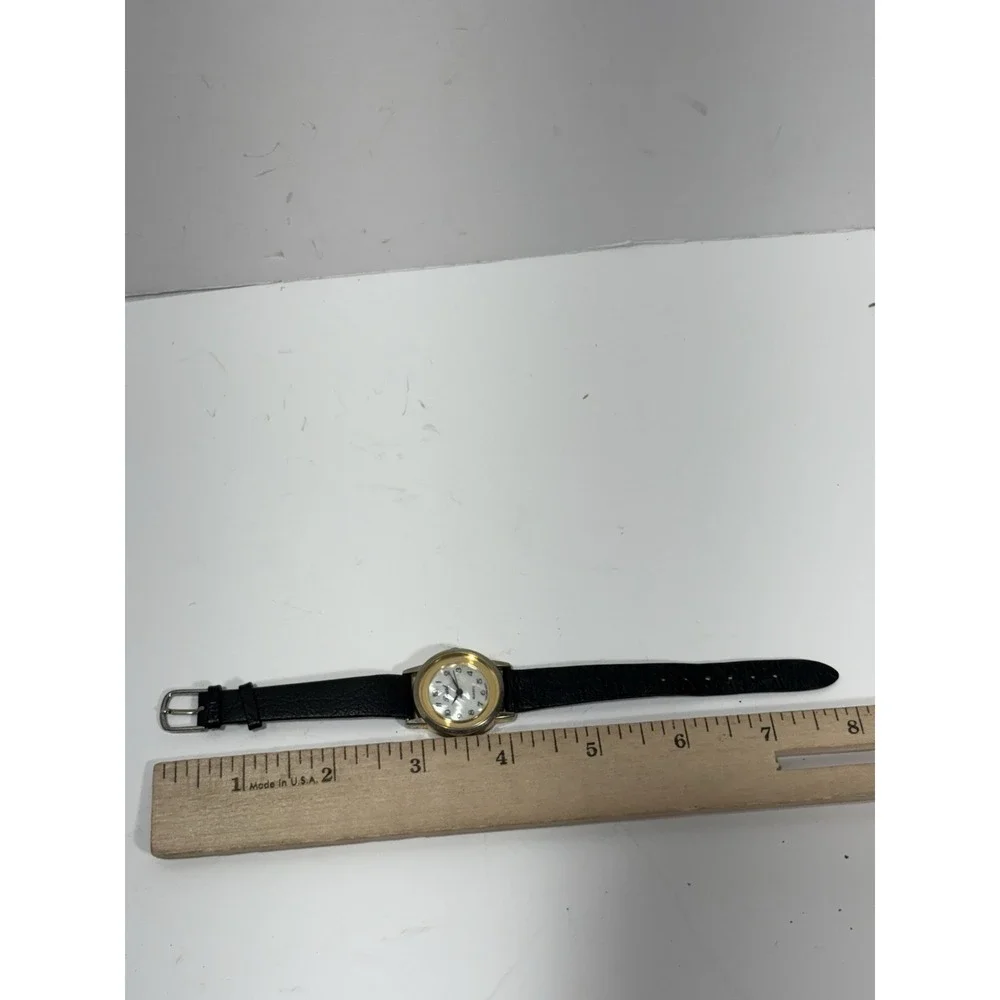 Pearl Quartz‎ Lady Wristwatch Thailand Movt Leather Black Band  Watch NO Battery